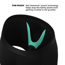 Load image into Gallery viewer, Close-up of The 009 | Black Tuxedo Ball Hammock® Pouch Underwear.