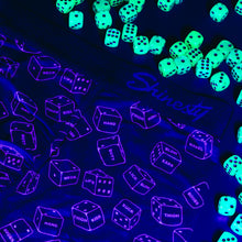 Load image into Gallery viewer, Seamless thong with glow in the dark dice print