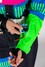 Load image into Gallery viewer, black green pink blue ski suit