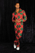 Load image into Gallery viewer, The Poinsettia Playboy | Red Plaid Christmas Flight Suit