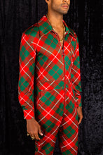 Load image into Gallery viewer, Mens Red Plaid Christmas Flight Suit