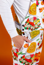 Load image into Gallery viewer, Food white thanksgiving pajama overalls for men