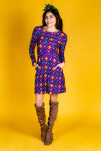 Load image into Gallery viewer, Mardi gras themed dress