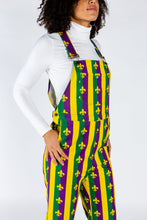 Load image into Gallery viewer, striped mardi gras overalls