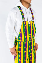 Load image into Gallery viewer, Mardi gras patterned overalls