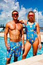 Load image into Gallery viewer, Blue pattern one piece swimsuit