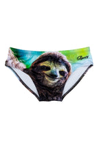 Load image into Gallery viewer, Sloth pattern swim briefs for men