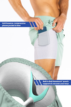 Load image into Gallery viewer, athletic shorts with cellphone pouch