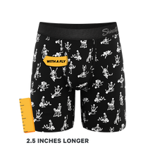 Load image into Gallery viewer, The Bare Back Bones | Glow in the Dark Skeletons Long Leg Ball Hammock® Pouch Underwear With Fly