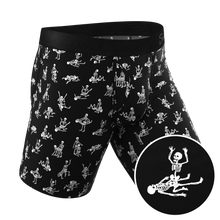 Load image into Gallery viewer, The Bare Back Bones Glow in the Dark Skeletons Long Leg Ball Hammock Pouch Underwear With Fly