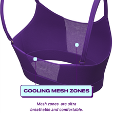 Load image into Gallery viewer, plain dark purple bralette with cooling mesh zones