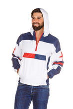 Load image into Gallery viewer, red white and blue windbreaker with hood for men