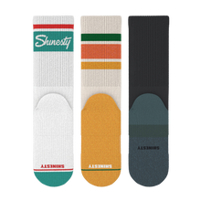 Load image into Gallery viewer, A close-up of Heel Hammock‚Ñ¢ crew socks with unique features.