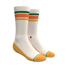 Load image into Gallery viewer, The Happy Go Lucky crew socks with unique stripes design.