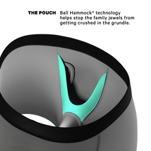 Load image into Gallery viewer, Close-up of elephant patterned Ball Hammock® with fly, strap detail, and legs.