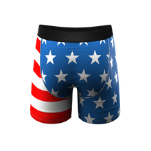 Load image into Gallery viewer, The Mascot | American Flag Ball Hammock® Pouch Underwear, a unique design with stars and stripes.