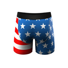 Load image into Gallery viewer, The Mascot | USA Eagle Ball Hammock® boxer shorts with stars and stripes.