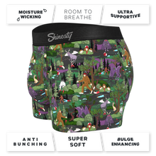 Load image into Gallery viewer, Men's boxer briefs featuring cartoon animals, part of The Cryptids | Spooky Ball Hammock® Pouch Trunks Underwear collection.