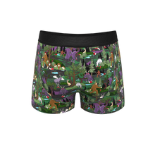 Load image into Gallery viewer, A pair of boxers featuring cartoon animals and mythical creatures.
