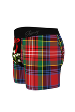 Load image into Gallery viewer, Mistletoe plaid Christmas boxers