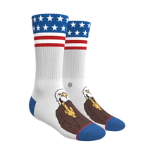 Load image into Gallery viewer, Heel Hammock‚Ñ¢ crew socks featuring an eagle design.