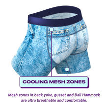 Load image into Gallery viewer, Light denim ball hammock with cooling mesh zones
