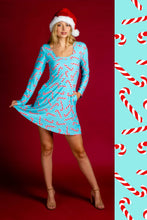 Load image into Gallery viewer, Ladies Candy Cane Christmas Skater Dress