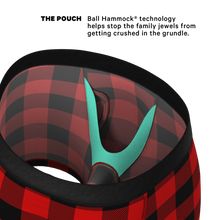 Load image into Gallery viewer, The Red & Black Lumberjack | Buffalo Check Ball Hammock® Pouch Underwear With Fly