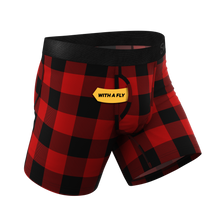 Load image into Gallery viewer, The Red & Black Lumberjack | Buffalo Check Ball Hammock® Pouch Underwear With Fly