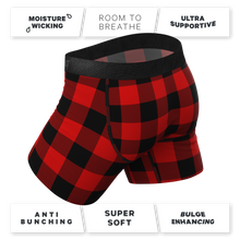 Load image into Gallery viewer, The Red & Black Lumberjack | Buffalo Check Ball Hammock® Pouch Underwear With Fly