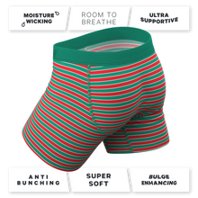 Load image into Gallery viewer, Christmas themed striped pouch underwear