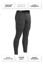 Load image into Gallery viewer, Leggings with dots, close-up of logo on pants.