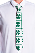 Load image into Gallery viewer, Luck of the Irish Clover Green and White Tie