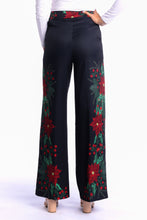 Load image into Gallery viewer, christmas poinsettia wide leg pants women