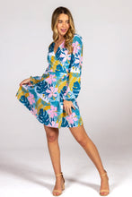 Load image into Gallery viewer, The Floral Fixation | Blue Tropical Wrap Dress
