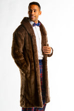 Load image into Gallery viewer, Long Elegant Brown Faux Fur Coat