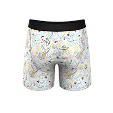 Load image into Gallery viewer, A pair of novelty boxer shorts with fun drawings.