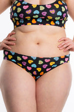 Load image into Gallery viewer, women's black underwear printed candy hearts