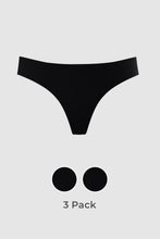 Load image into Gallery viewer, The Three Peat | Black Seamless Thong 3 Pack
