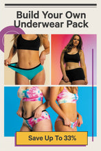 Load image into Gallery viewer, Women's Underwear Pack Builder: Collage of women in various underwear styles, close-ups of belly and body, and a sign.