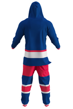 Load image into Gallery viewer, hockey sockey blue jackets onesie