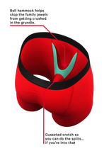Load image into Gallery viewer, mens red ball hammock pouch underwear