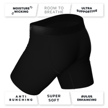 Load image into Gallery viewer, black long leg boxers with fly
