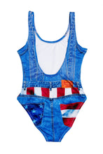 Load image into Gallery viewer, Ladies denim USA swimsuit
