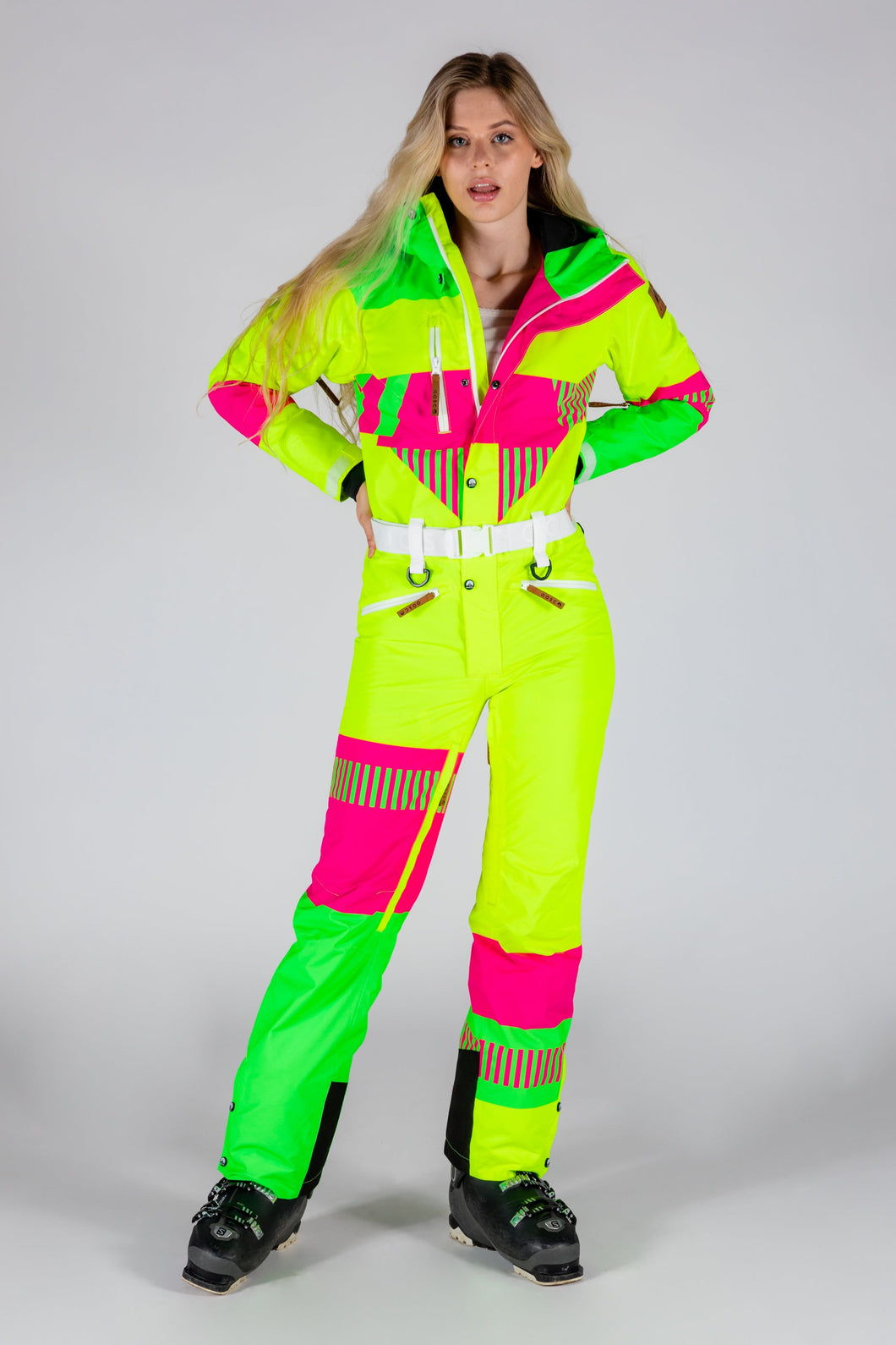 The Cat Track Fever | Womens Neon Yellow Retro Ski Suit | Pre-Order | Ships early November 2023