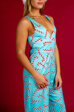 Load image into Gallery viewer, women&#39;s candy cane print jumpsuit
