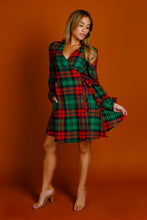 Load image into Gallery viewer, Christmas plaid print wrap dress for women
