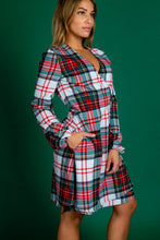 Load image into Gallery viewer, Womens Red and Green Plaid Christmas Wrap Dress
