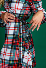Load image into Gallery viewer, Ladies Red and Green Plaid Christmas Wrap Dress
