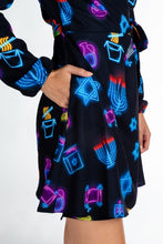 Load image into Gallery viewer, Hanukkah neon wrap dress
